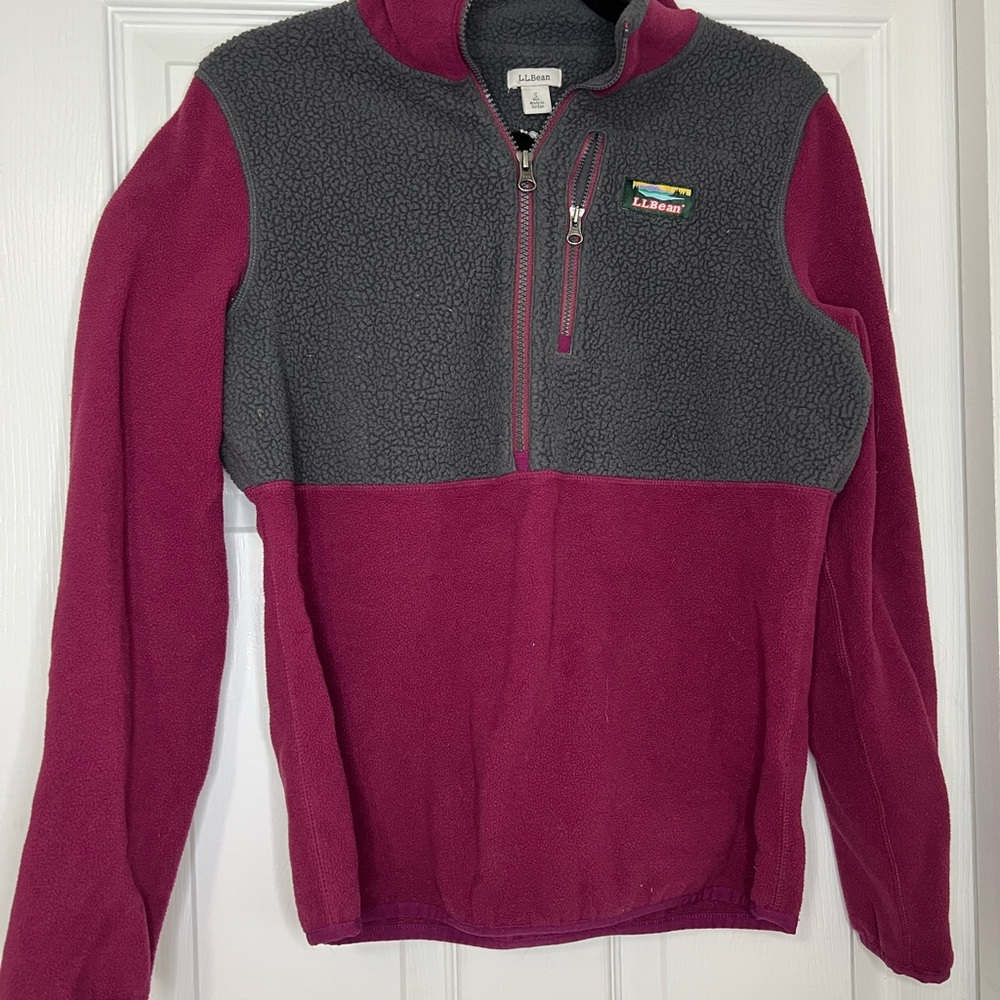 L.L. Bean Charcoal and Magenta Fleece Jacket